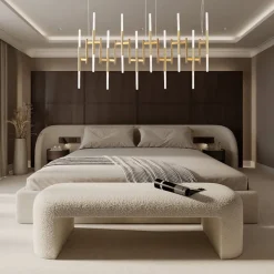 Lampadario Ekle in metallo bronzo e oro spazzolato