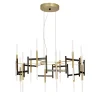 Lampadario Ekle in metallo corten brunito e oro spazzolato