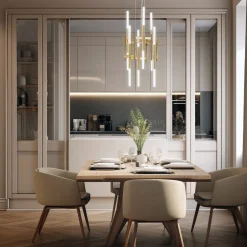 Lampadario Eklé in oro e bronzo