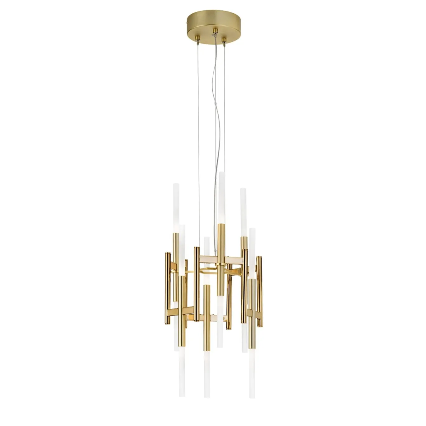 Lampadario Eklé in oro e bronzo