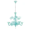 Lampadario Elena a 6 Luci in Vetro Soffiato Azzurro Chiaro