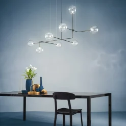 Lampadario Essenza a 8 Luci in Vetro Borosilicato Trasparente