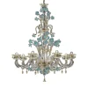 Lampadario fitomorfo azzurro e oro Calle Tuli
