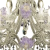 323 Lampadario floreale argentato e viola a 12 luci
