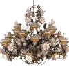 299 Lampadario floreale argentato a 21+7 luci