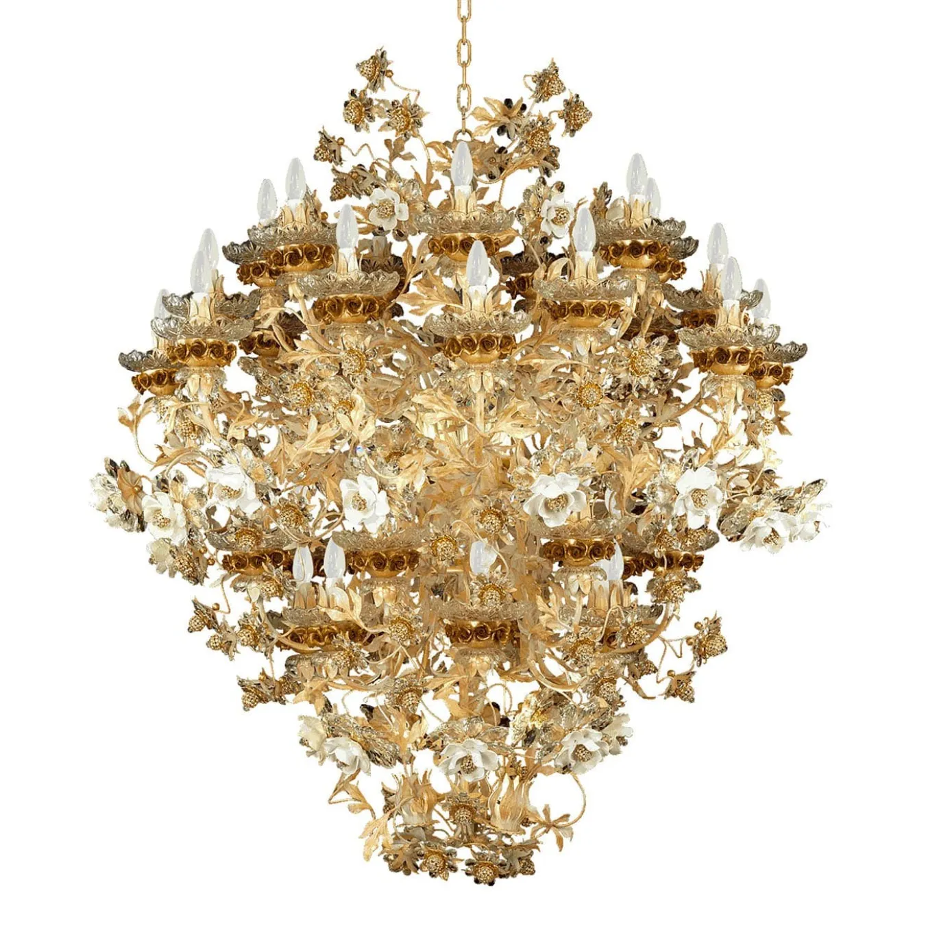 299 Lampadario floreale dorato a 45 luci