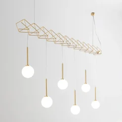 Lampadario Flow a 6 luci dorato
