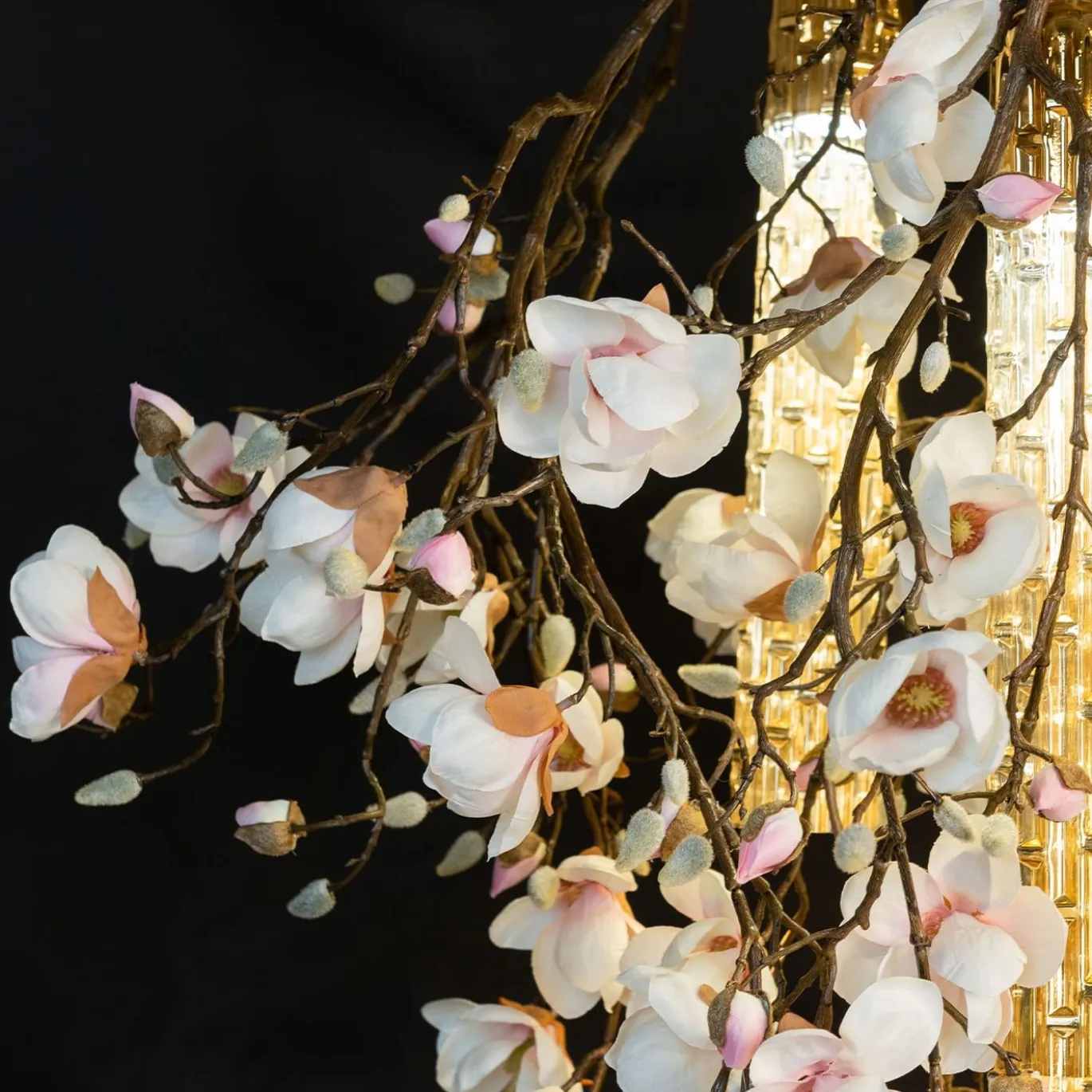 Lampadario Flower Power Magnolia Square bianco e oro