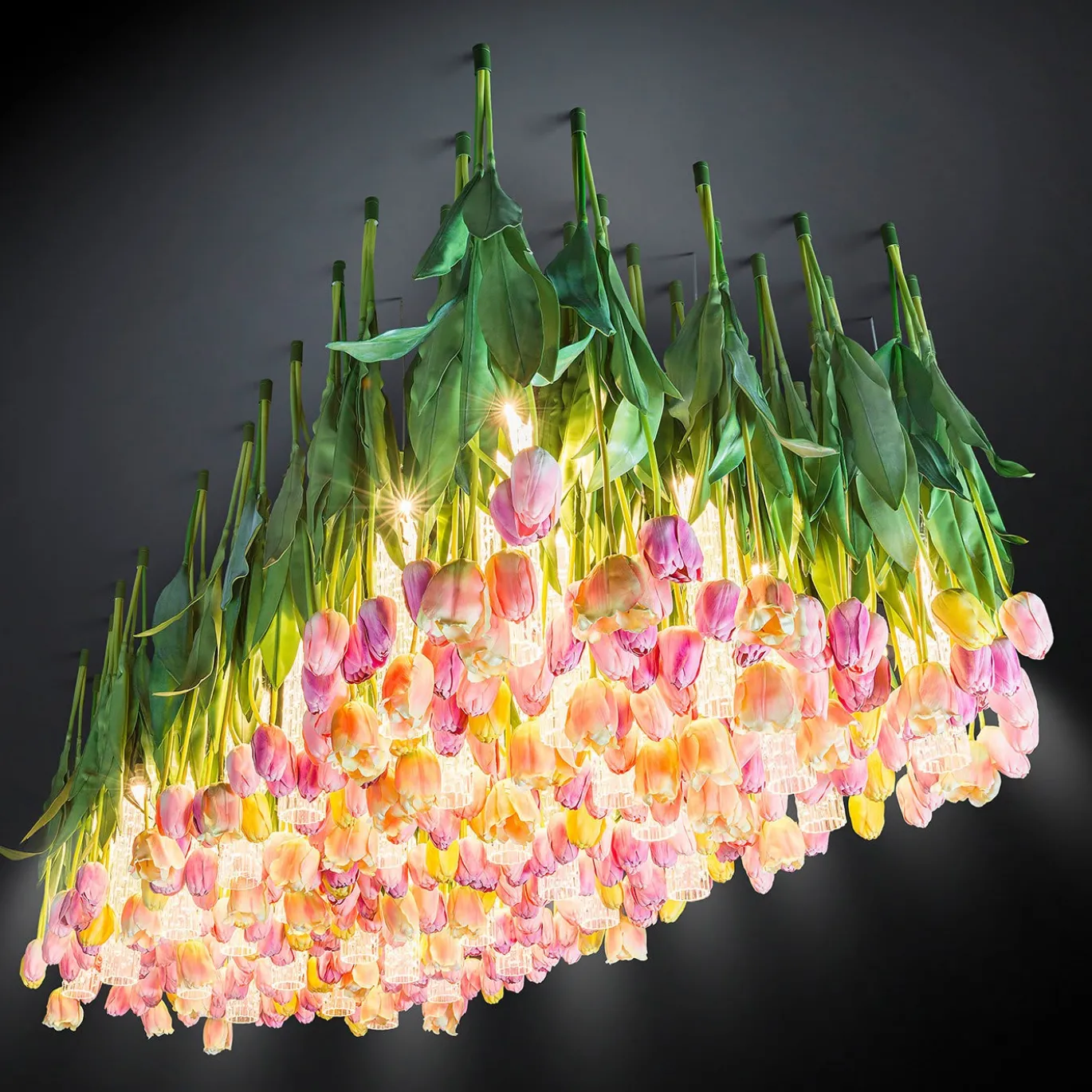 Lampadario Flower Power Tulip in Vetro di Murano