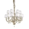 Lampadario Flowery a 17 luci in porcellana bianca