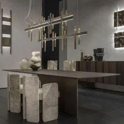 Lampadario Forest Light in ottone finitura oro e bronzo fuso