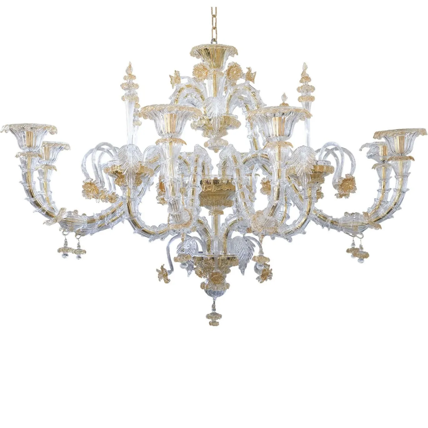 Lampadario Gaia in vetro oro