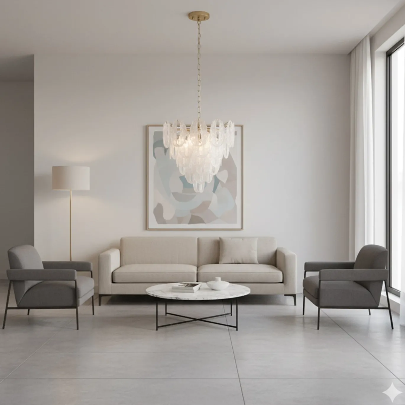 Lampadario Ghiaccio in Vetro di Murano