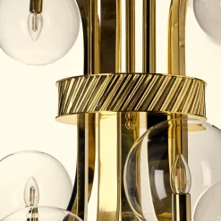 Lampadario Grande Bubble in Vetro Trasparente e Ottone di Studio Bojola