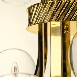 Lampadario Grande Bubble in Vetro Trasparente e Ottone di Studio Bojola