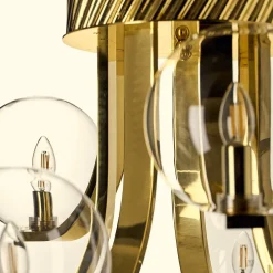 Lampadario Grande Bubble in Vetro Trasparente e Ottone di Studio Bojola