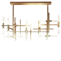 Lampadario grande in ottone e cristallo Mikado