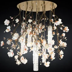 Lampadario grande rotondo bianco Flower Power Magnolia