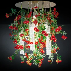 Lampadario grande rotondo Flower Power Wild Red Roses