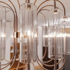 Lampadario Grimani a 14 luci in vetro di Murano color fumè