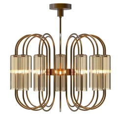 Lampadario Grimani a 14 luci in vetro di Murano color fumè