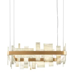 Lampadario Honice S80 in onice e metallo con finitura oro