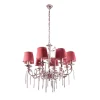 Lampadario Ice in ottone con paralume in tessuto rosso di Luca Bussacchini