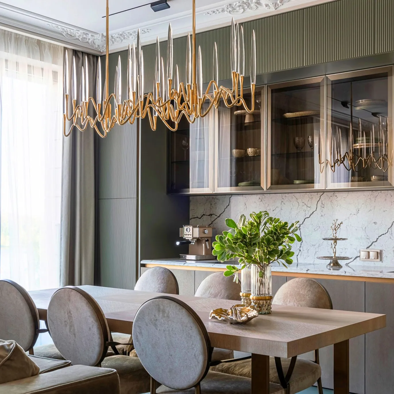 Lampadario IL PEZZO 3 Lungo a 30 LUCI ORO