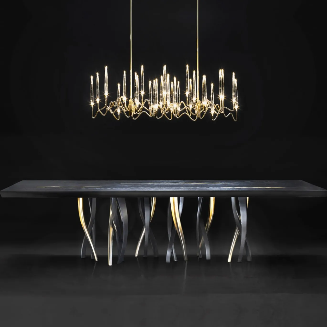 Lampadario IL PEZZO 3 Lungo a 30 LUCI ORO