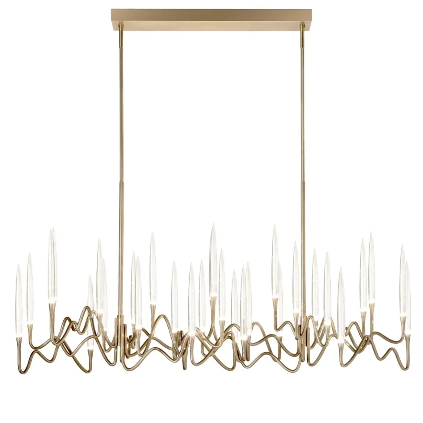 Lampadario Il Pezzo 3 Lungo a 30 luci ottone satinato