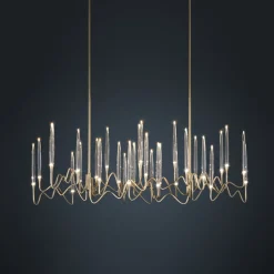 Lampadario Il Pezzo 3 Lungo a 30 luci ottone satinato