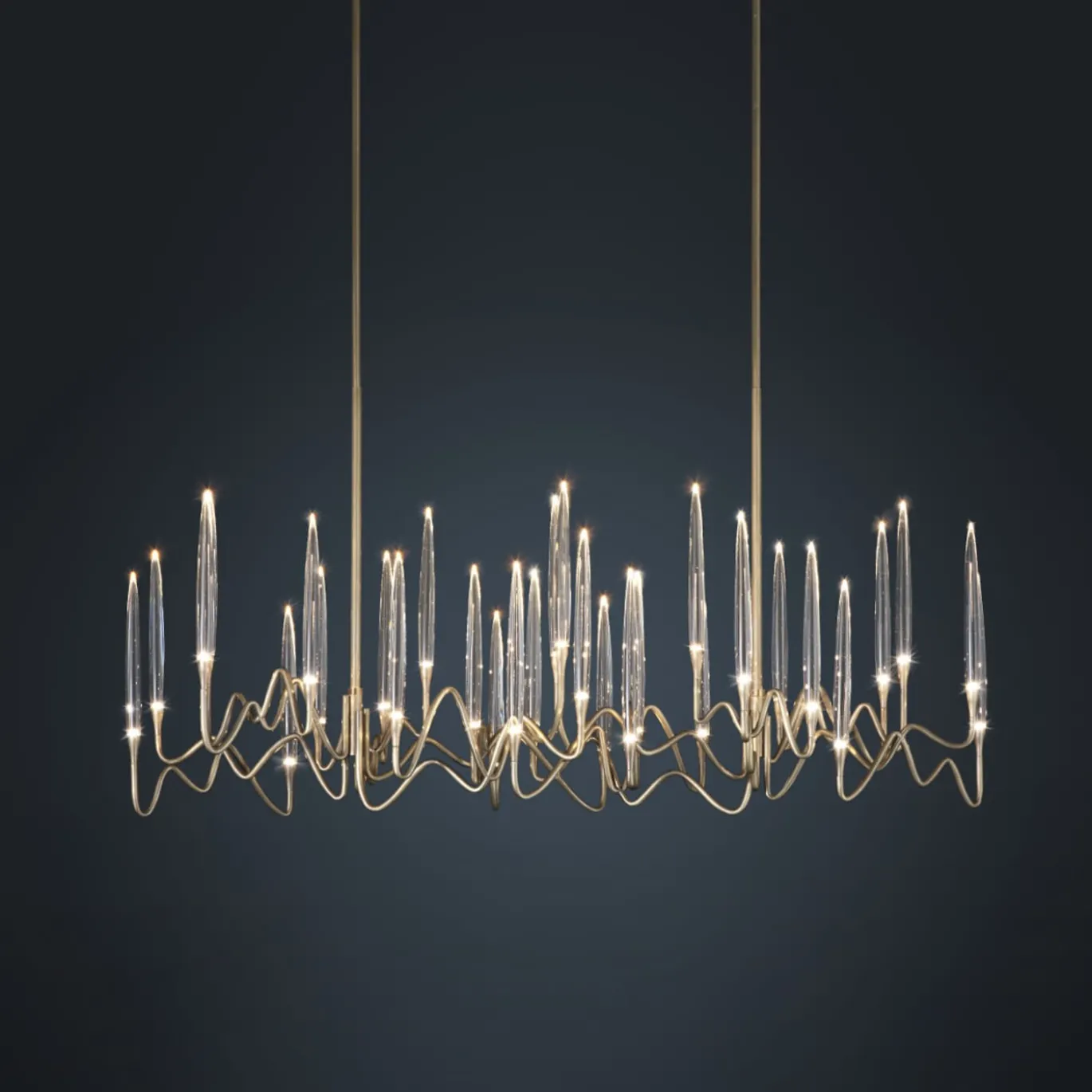 Lampadario Il Pezzo 3 Lungo a 30 luci ottone satinato