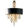 7128 Lampadario in chintz nero con cerchi dorati