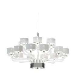 Lampadario in metallo con vetro veneziano