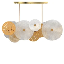 Lampadario in Metallo Dorato e Vetro Trasparente Circus
