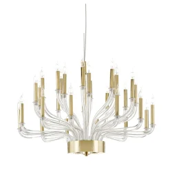 Lampadario in ottone e vetro veneziano