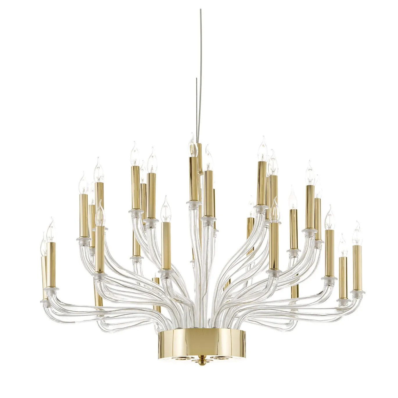 Lampadario in ottone e vetro veneziano