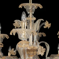 Lampadario in stile Rezzonico in oro e cristallo #1