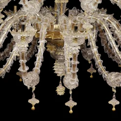 Lampadario in stile Rezzonico in oro e cristallo #2