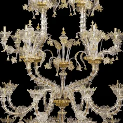 Lampadario in stile Rezzonico in oro e cristallo #2