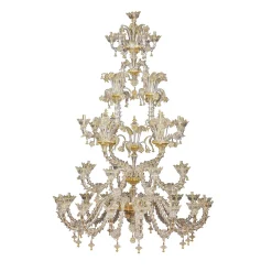 Lampadario in stile Rezzonico in oro e cristallo #2