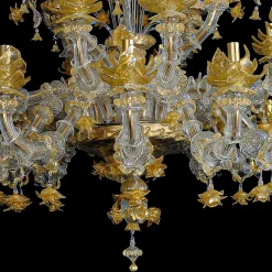 Lampadario in stile Rezzonico in oro e cristallo #4