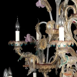 Lampadario in stile Rezzonico in oro e cristallo #5