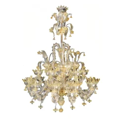 Lampadario in stile Rezzonico in oro e cristallo #6