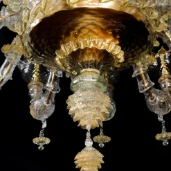 Lampadario in stile Rezzonico in oro e cristallo #6