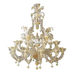 Lampadario in stile Rezzonico in oro e cristallo #7