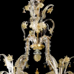 Lampadario in stile Rezzonico in oro e cristallo #7