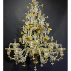 Lampadario in stile Rezzonico in oro e cristallo #3