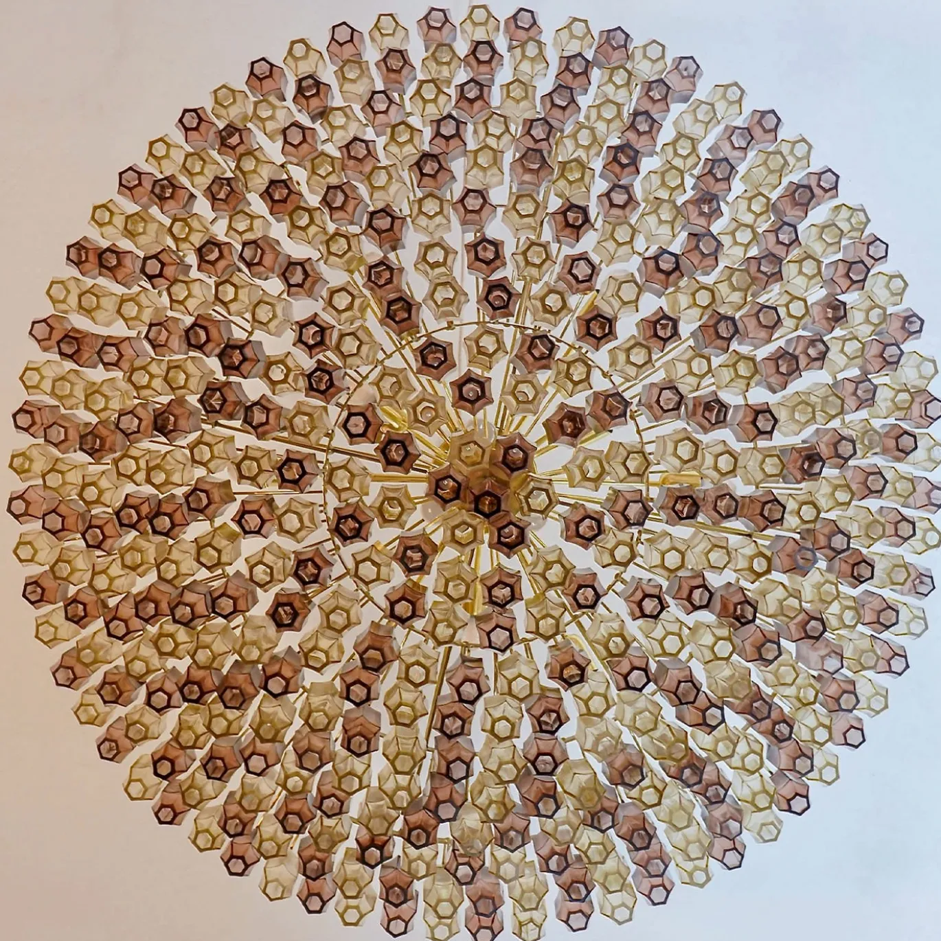 Lampadario in vetro ambra e ametista Gran Prismatico