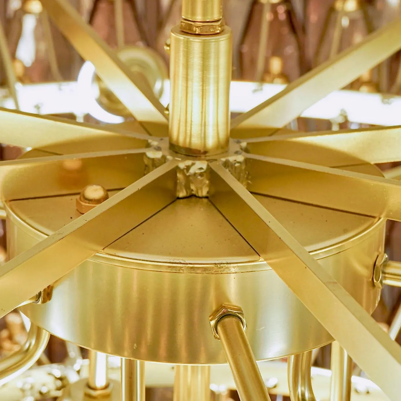 Lampadario in vetro ambra e ametista Gran Prismatico